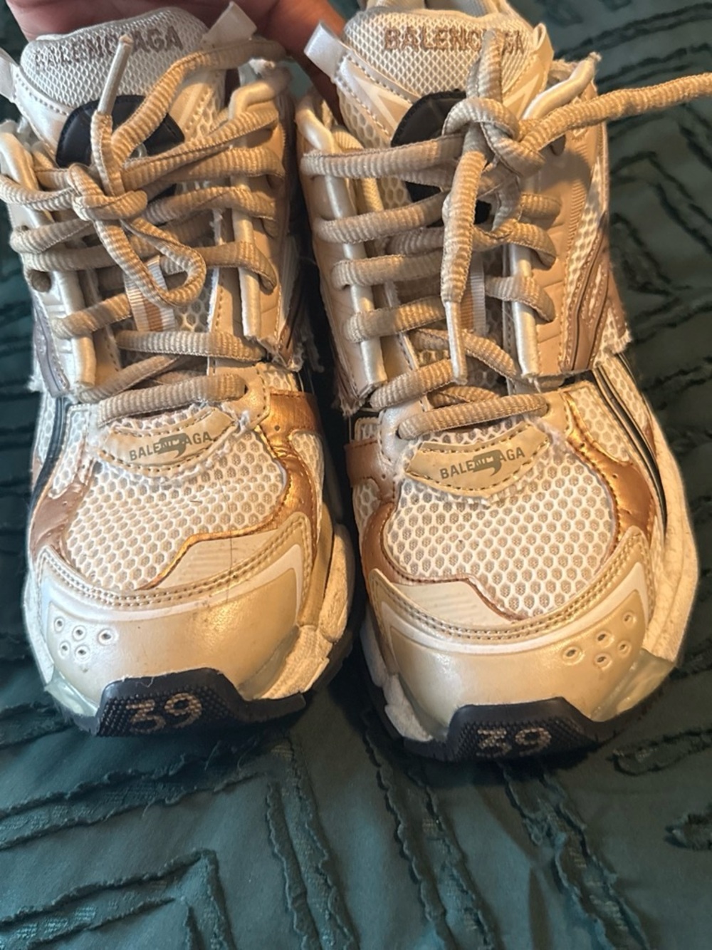 Balenciaga women’s  Beige Mesh & Leather Sneakers